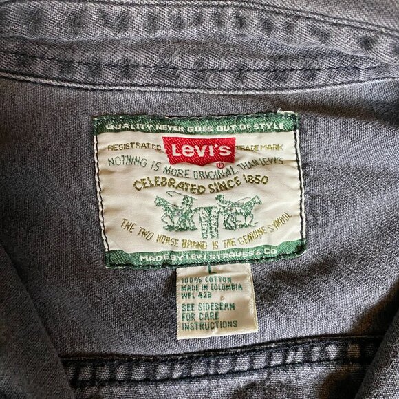 Levis Vintage Mens Grey Denim Button-Up Shirt Large - Picture 3 of 7